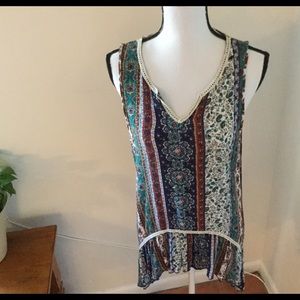 LDLA Asymmetrical Top Multicolored Floral Size L